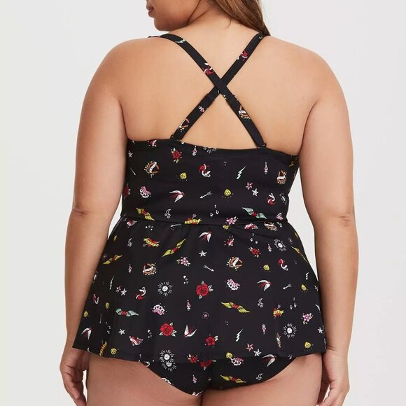 Torrid Deep Black Underwire Push-Up Peplum One Piece Swimsuit in Size 6/30 - Picture 16 of 16